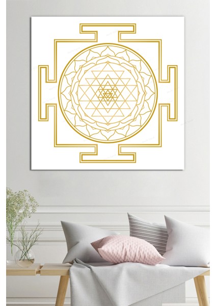 Yaşam Çiçeği Kutsal Geometri Sri Yantra Kanvas Tablo