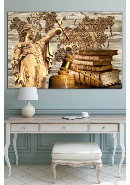 Avukatlara Özel Hukuk Adalet Temalı Makam Kanvas Tablo