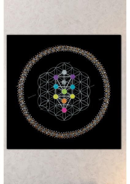 Yaşam Çiçeği Kutsal Geometri Sri Yantra Kanvas Tablo