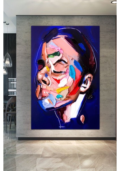Yüzler Fırça Darbeli Görünümlü Soyut Modern Sanat Kanvas Tablo fiyatları