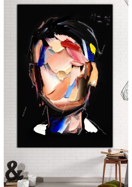 Yüzler Fırça Darbeli Görünümlü Soyut Modern Sanat Kanvas Tablo