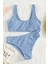 Özel Fitilli Kumaş Yüksek Bel Tankini Bikini Takım 5