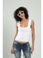 Beyaz Renkli Kare Yaka Kadın Yığma Desen Spor Askılı Triko Atlet Crop Top Bluz SFYZ1003 1