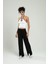 Beyaz Renkli Kadın Boyundan Askılı Spor Triko Crop Top Badi SFYZ1007 1