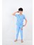 erkek çocuk kısa kollu pijama takımı nota mavi 1