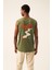 Unisex Haki Wild Heart Nakışlı Arkası Bohem Baskılı Premium Penye Kolsuz Tshirt 3
