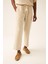 Unisex Bej Keten Pamuk Karışımlı Casual Pantolon 5