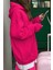 Unisex Fuşya Pembe Oversize İçi Puflu Kapüşonlu Bol Kalıp Sweatshirt Hoodie 2