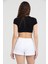 Kadın Beli Lastikli Basic Kısa Cepli Şort 4