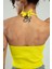 Kadın Sarı Renkli Boyundan Bağlamalı Fitilli Spor Triko Büstiyer Atlet Crop Top SFYZ1009 5