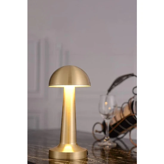 Minihome Mantar Model Dimmerli Şarjlı Retro Masa Lambası Gold