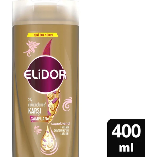 Elidor Superblend Saç Bakım Şampuanı Saç Dökülmelerine Karşı E Vitamini Chia Tohumu Yağı Arjinin 400 ml