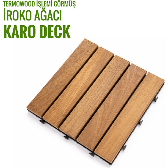 Sunsoe Iroko Ağacı Balkon Bahçe Ahşap Yer Döşemesi Karo Deck 30X30 cm – 1 Adet (0,09M2)