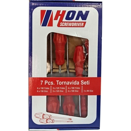 EC Shop Hon Tornavida 7 Parça Tornavida Seti-Farklı Boyutlarda Kaliteli 3 Adet Yıldız Tornavida-4 Adet Düz Tornavida