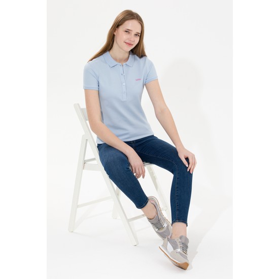 U.S. Polo Assn. Kadın Açık Mavi Basic Tişört 50266348-VR003