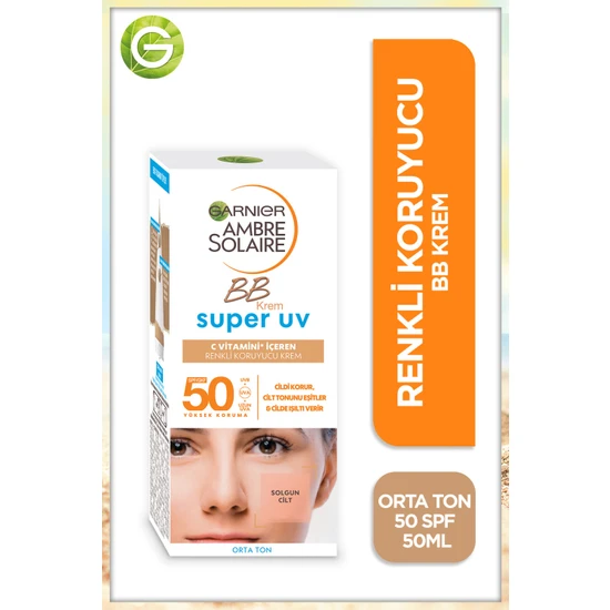 hepsiburada Garnier Ambre Solaire Renkli Koruyucu Bb Krem - Orta Ton 50SPF 50ML