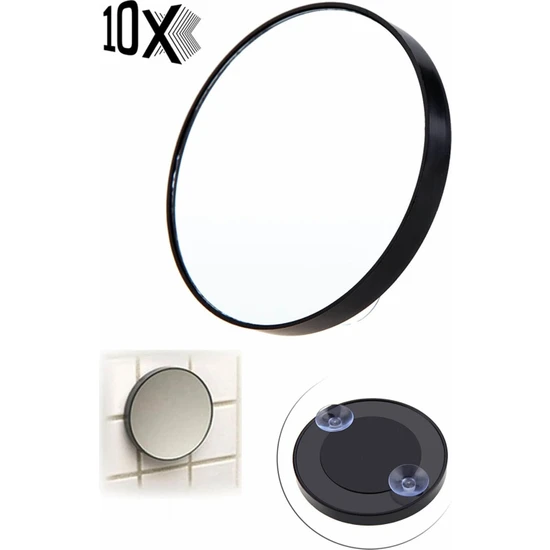 Neler Geldi Neler 10X Büyüteçli Vantuzlu Makyaj Lens Traş Aynası Vantuzlu Büyüteçli Ayna Siyah Nokta Temizleme