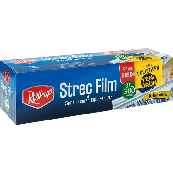 Roll Up Sarı Pe Streç Film 30 cm x 300M 8mic