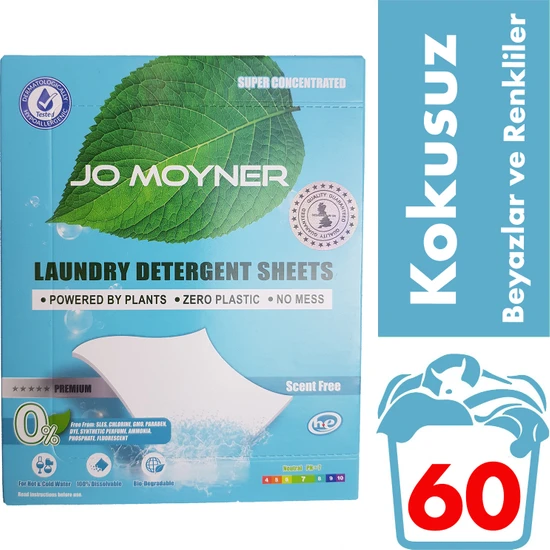 Jo Moyner Kokusuz Çamaşır Deterjanı Doğal Organik Yaprak Deterjan 60 Kullanım