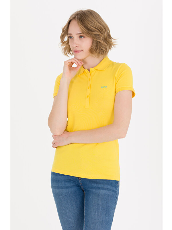 U.S. Polo Assn. Kadın Koyu Sarı Basic Tişört 50266348-VR094