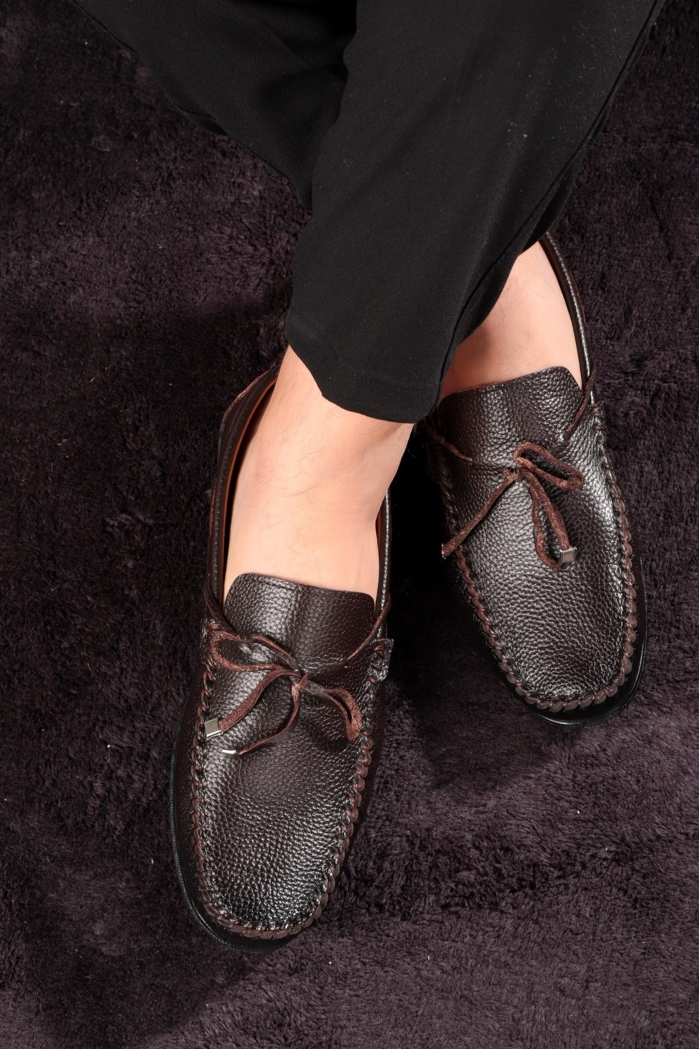 Ducavelli Borde Hakiki Deri Erkek Günlük Ayakkabı, Loafer Ayakkabı, Hafif Ayakkabı