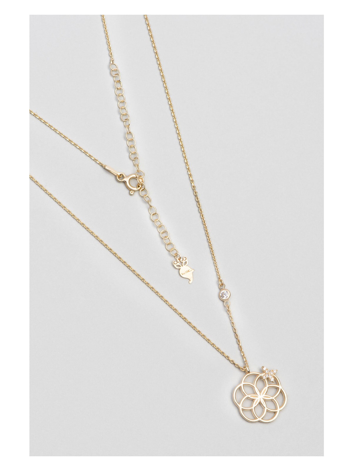 So CHIC Yaşam Çiçeği 18 Ayar Sarı Altın Kaplama 47 Cm Gümüş Kolye