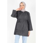 Plistre 2075_Fermuarlı Oversize Kot Tesettür Ceket