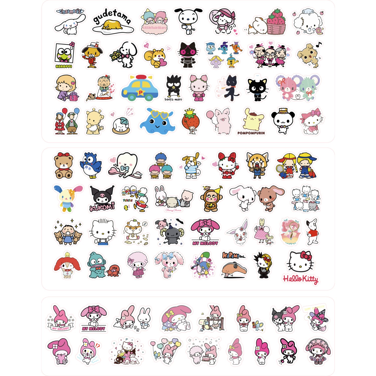 Ceres Büyük Sanrio Sticker Seti Hello Kitty Keroppi Kuromi Fiyatı