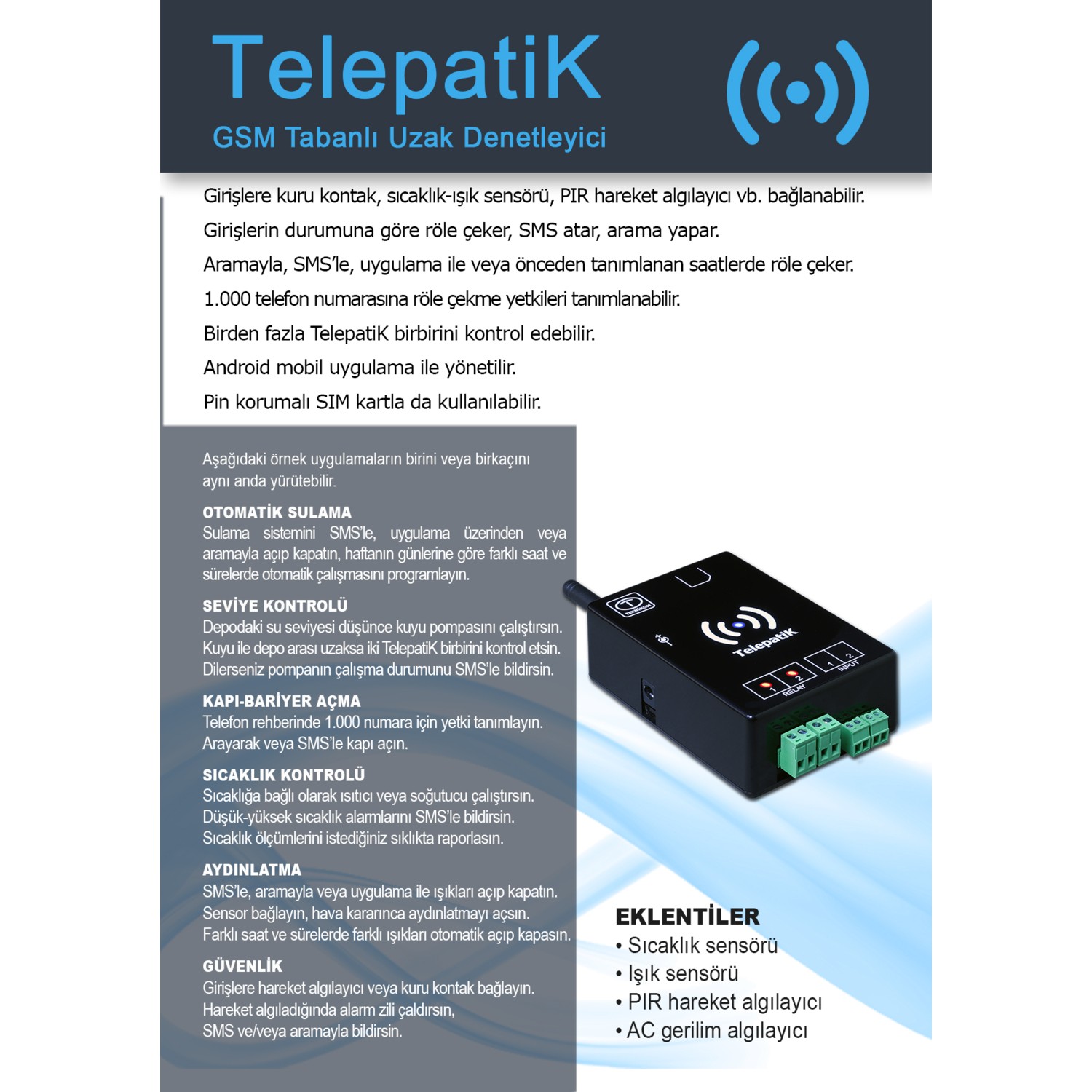 Teknikom Telepatik-4 Uzaktan Gsm ile Kontrol Cihazı (Otomatik Sulama ...