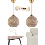 Abba Gift Balle 2'li Hasır Sarkıt Top Avize Seti Gold Askı Takımı