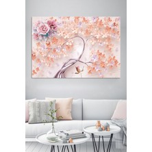 Morfil Sanat Atölyesi Pembe Çiçekler 3d Muhteşem Kanvas Tablo (7 Farklı Ölçü)