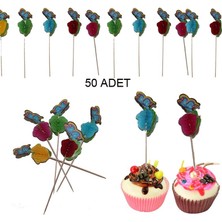 Pandoli Hawaian Temalı Kelebek Meyve Süsleme ve Kokteyl Kürdan Süs 50 Adet