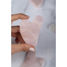 Pembe Kuvars Doğal Taş Face Roller & Kalp Gua Sha İkili Yüz Masaj Seti