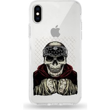 Printify Apple iPhone Xs Max Uyumlu Kapak Skeleton Fighter Tasarımlı Şeffaf Silikon Kılıf