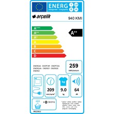 Arçelik 940 Kmı 9 kg A++ Çamaşır Kurutma Makinesi Beyaz