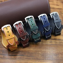 Strade Store Deri Erkek Bilek Saat Kayış Genişliği 20mm Premium Kaliteli Aksesuarlar Kırmızı (Yurt Dışından)