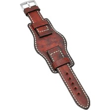 Strade Store Deri Erkek Bilek Saat Kayış Genişliği 20mm Premium Kaliteli Aksesuarlar Kırmızı (Yurt Dışından)
