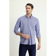 Kiğılı Uzun Kol Slim Fit Desenli Spor Gömlek