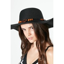 Hasır Plaj Şapkası Y23730-07 Siyah