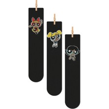 Çirkin Çoraplar Powerpuff Girls Desenli Dört Mevsim Unisex Renkli 3'lü Soket Çorap Seti