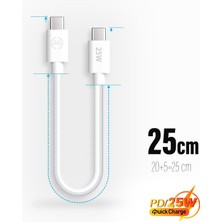 Subzero Type-C 25W Destekli Kısa 25CM Hızlı Şarj Data Powerbank Kablosu