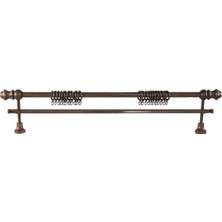 Demonte Lale Başlıklı Ceviz Ahşap Rustik Perde Askısı - Tek Raylı