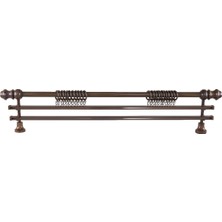 Demonte Lale Başlıklı Ceviz Ahşap Rustik Perde Askısı - Çift Raylı