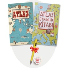 Atlas (Ciltli) + Atlas Etkinlik Kitabı (Aleksandra Mizielinska & D. Mizielinski) 2'li Set + Alfa Moda Kalem