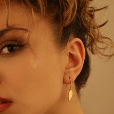 Dkmn Silver Yaprak Desenli Küpe 925 Ayar Kadın Gümüş Küpe