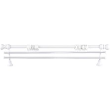 Perdejim Demonte Top Başlıklı Beyaz Ahşap Rustik Perde Askısı - Çift Raylı