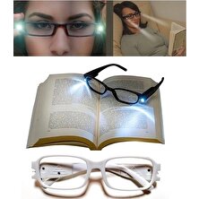 LED Işıklı Gözlük Tasarımlı Kitap Okuma Aydınlatma Feneri (Beyaz)