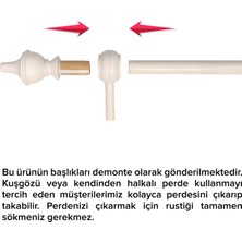 Perdejim Demonte Modern Başlıklı Beyaz Ahşap Rustik Perde Askısı - Çift Raylı