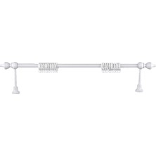 Perdejim Demonte Modern Başlıklı Beyaz Ahşap Rustik Perde Askısı - Raysız