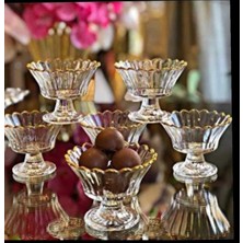 Turab Evim Dekor Züccaciye Manolya Ayaklı Gold Detaylı Şekerlik Çerezlik 6'lı